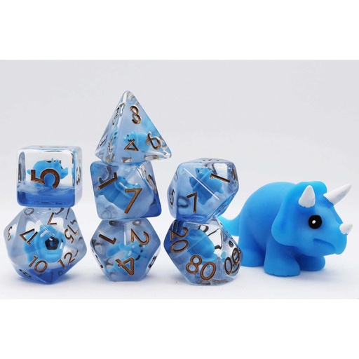 [FOM_2467] Foam Brain - Blue Triceratops RPG Dice Set