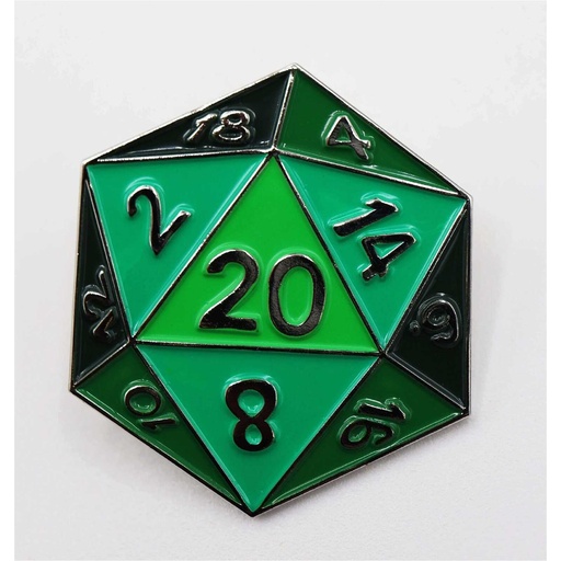[FOM_3071] Foam Brain - Green D20 Enamel Pin
