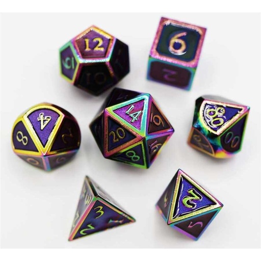 [FOM_4043] Foam Brain - Burnt Opal with Amethyst RPG Metal Dice Set
