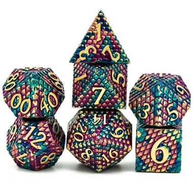 [FOM_4208] Foam Brain - Gold Dragon Scale RPG Metal Dice Set