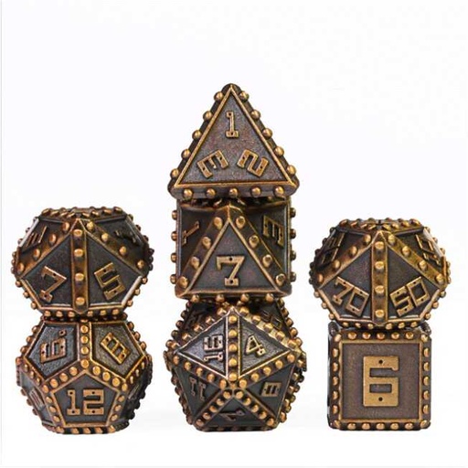 [FOM_4332] Foam Brain - Gold Brigandine Armor RPG Metal Dice Set