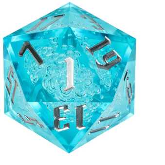 [FOM_5097] Foam Brain - 55mm Titan D20 - Sharp Edge Cyan Bubbles