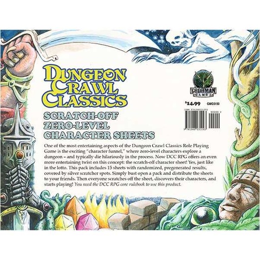 [GMG_5150] Dungeon Crawl Classics DCC RPG 0-Level Scratch-Off Character Sheets (Silver Scratch-Off Accessory)