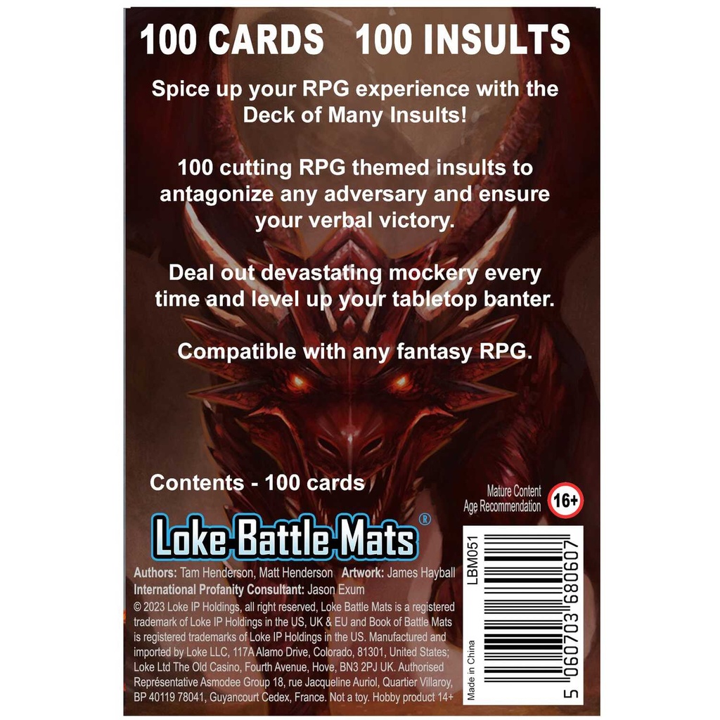 Deck of Many Insults Cover Rear