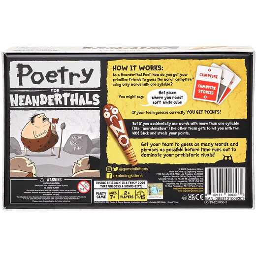 Poetry for Neanderthals Box Rear