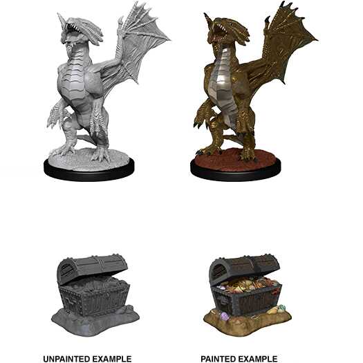 D&D Nolzur's Marvelous Miniatures: Bronze Dragon Wyrmling & Pile of Sea found Treasure