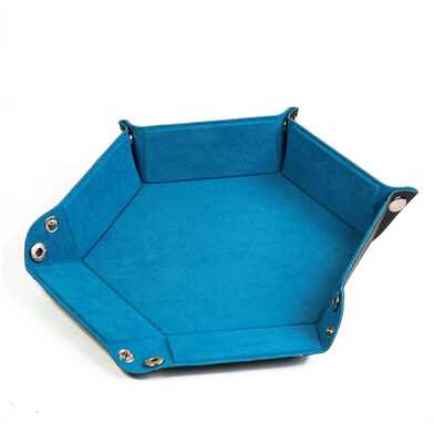 Foam Brain - Leatherette & Velvet Dice Tray (Blue Hex)