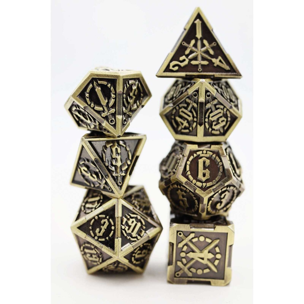 Foam Brain - Timeworn Sword - Metal RPG Dice Set