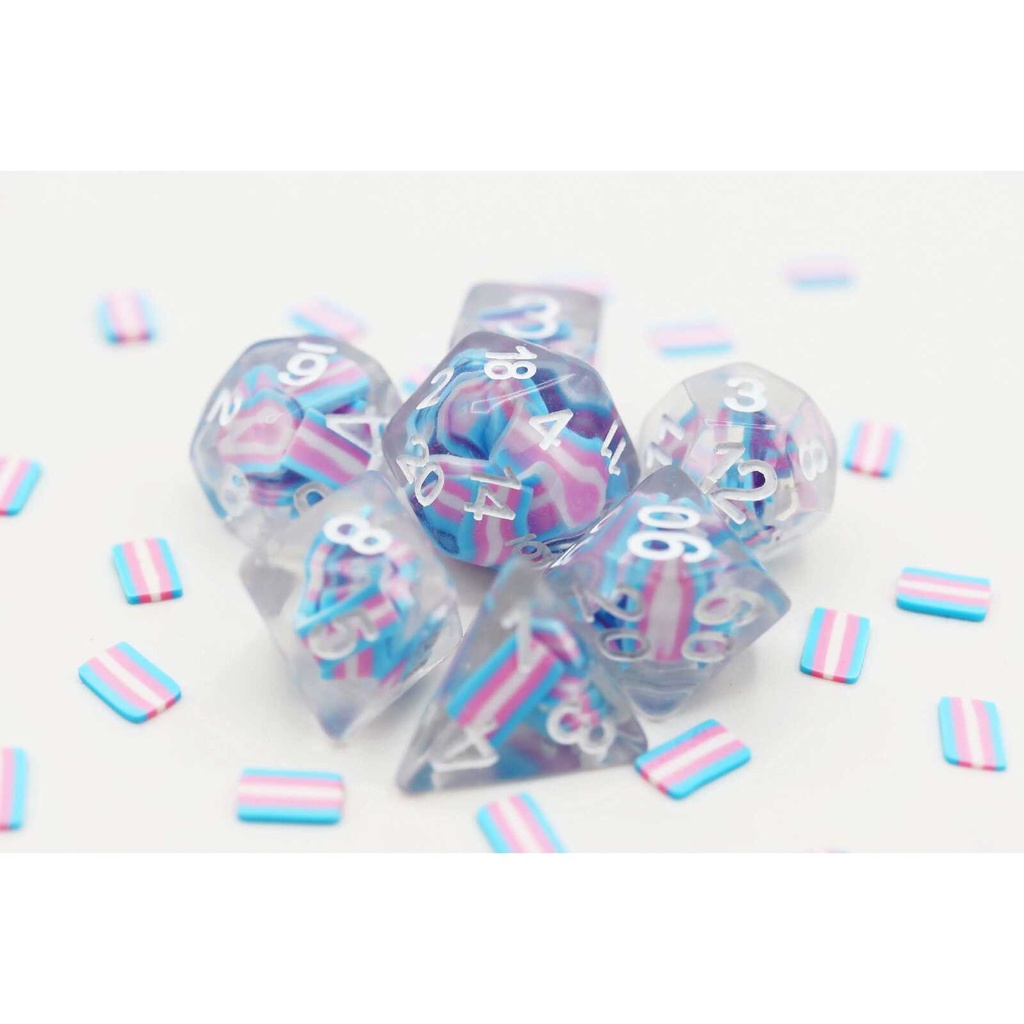 Foam Brain - Transgender Flag RPG Dice Set