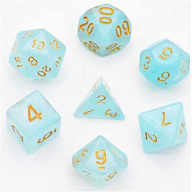 Foam Brain - Cyan Silk Translucent Dice RPG Dice Set