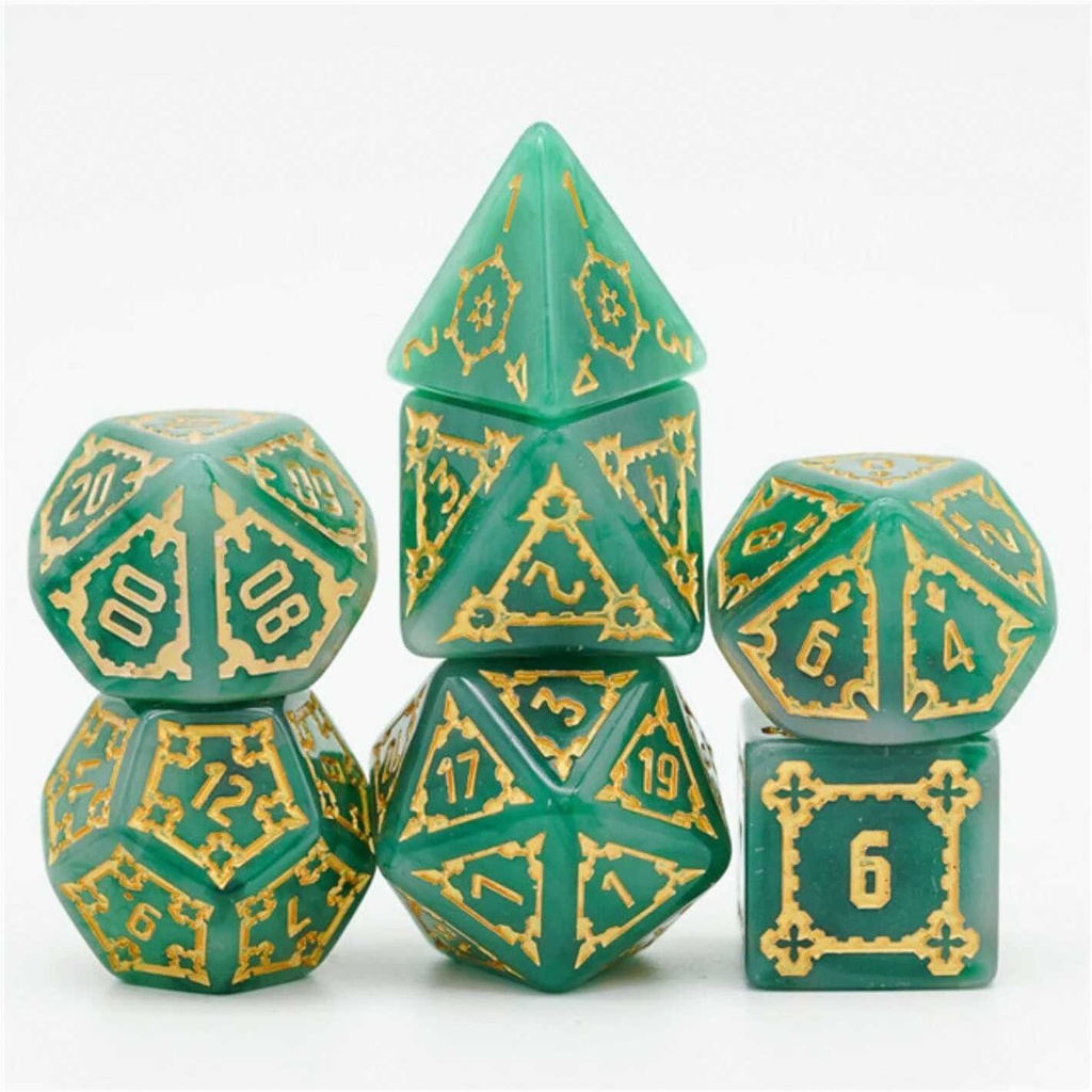 Foam Brain - Huge Green Castle Dice Set - 25mm