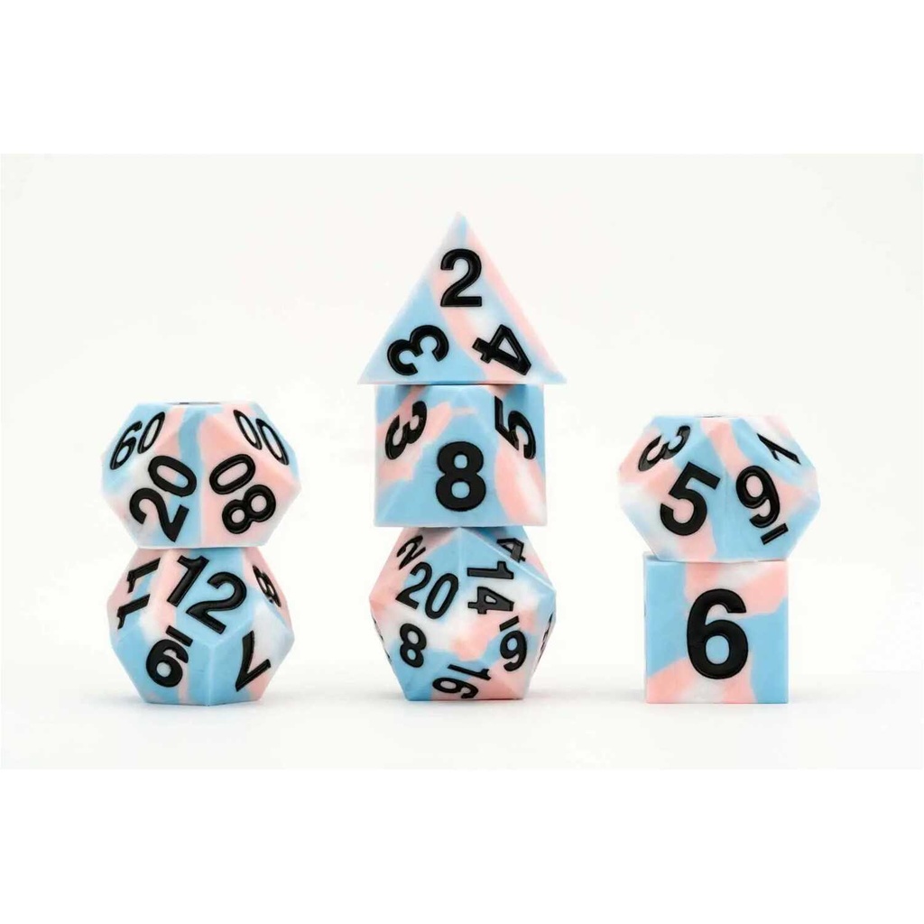 16mm Sharp Edge Silicone Rubber Poly Dice Set: Pride: Transgender