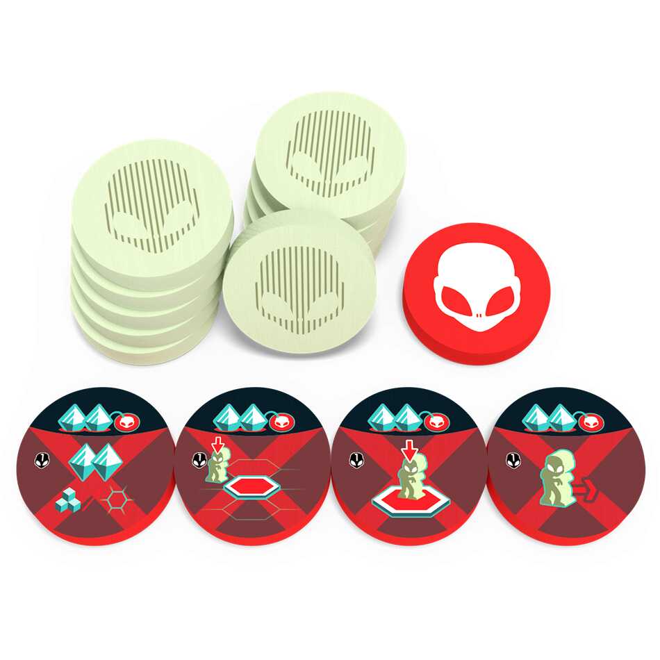 On Mars: Alien Invasion - Wooden Alien Tokens