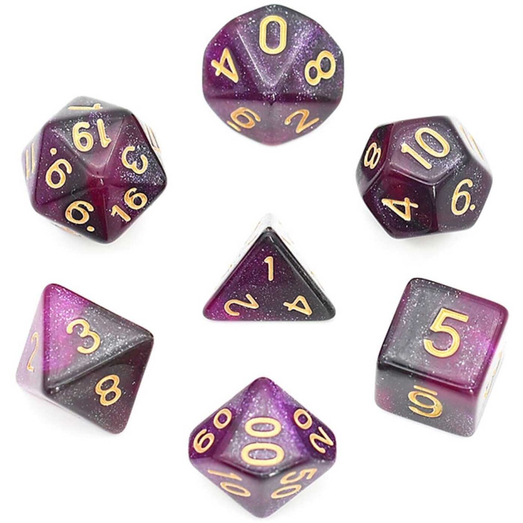 Foam Brain - Black & Purple Galaxy RPG Dice Set