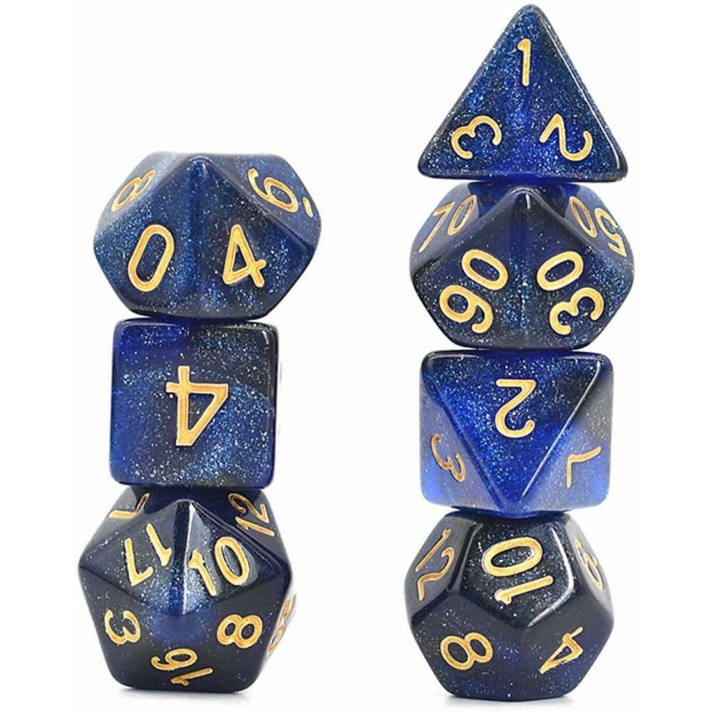 Foam Brain - Black & Blue Galaxy RPG Dice Set