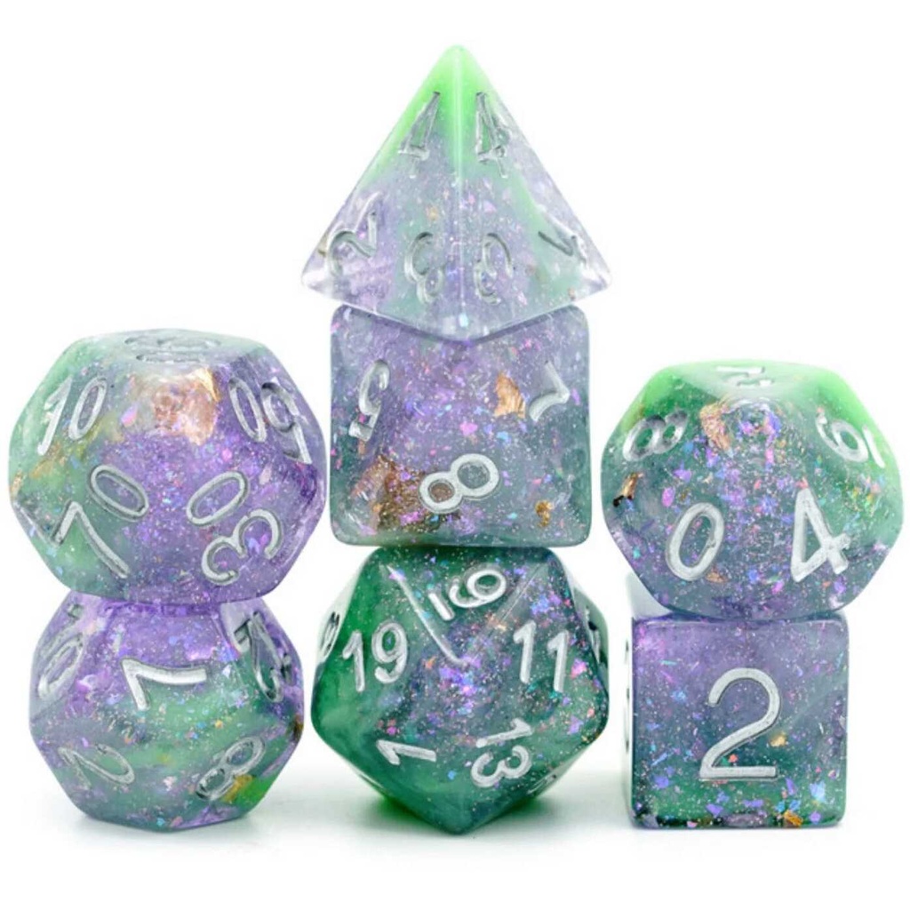 Foam Brain - Green & Purple Seabed Treasure Dice Set