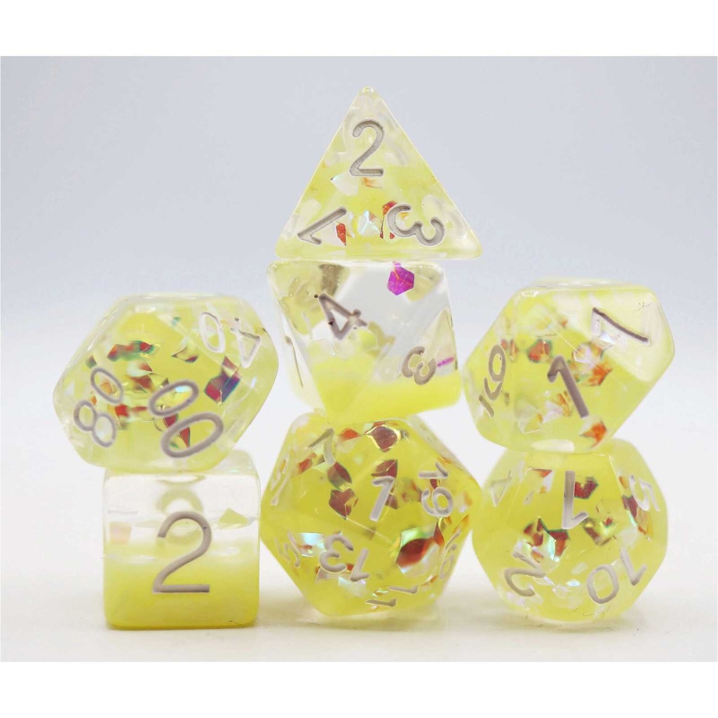 Foam Brain - Milk Yellow with Shimmer Diamond Filled RPG Dice