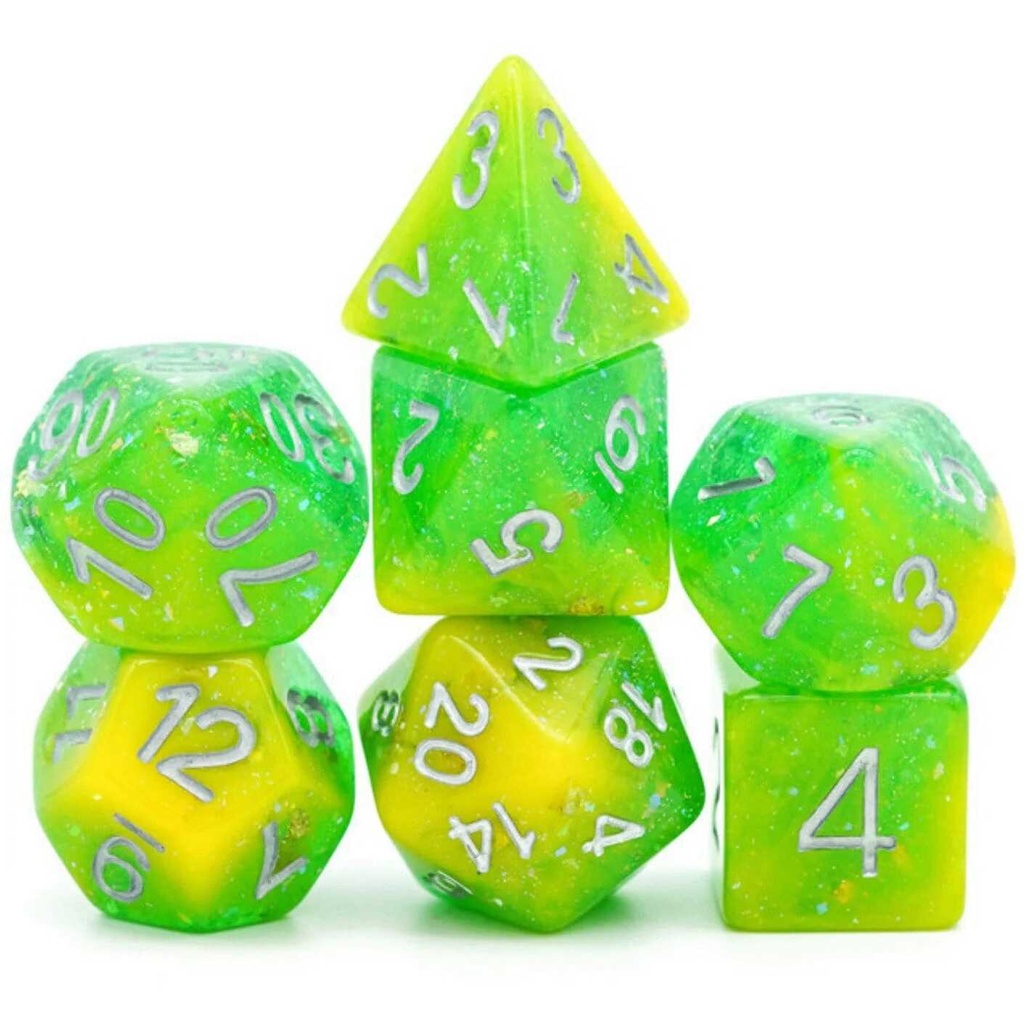 Foam Brain - Yellow & Green Seabed Treasure RPG Dice Set