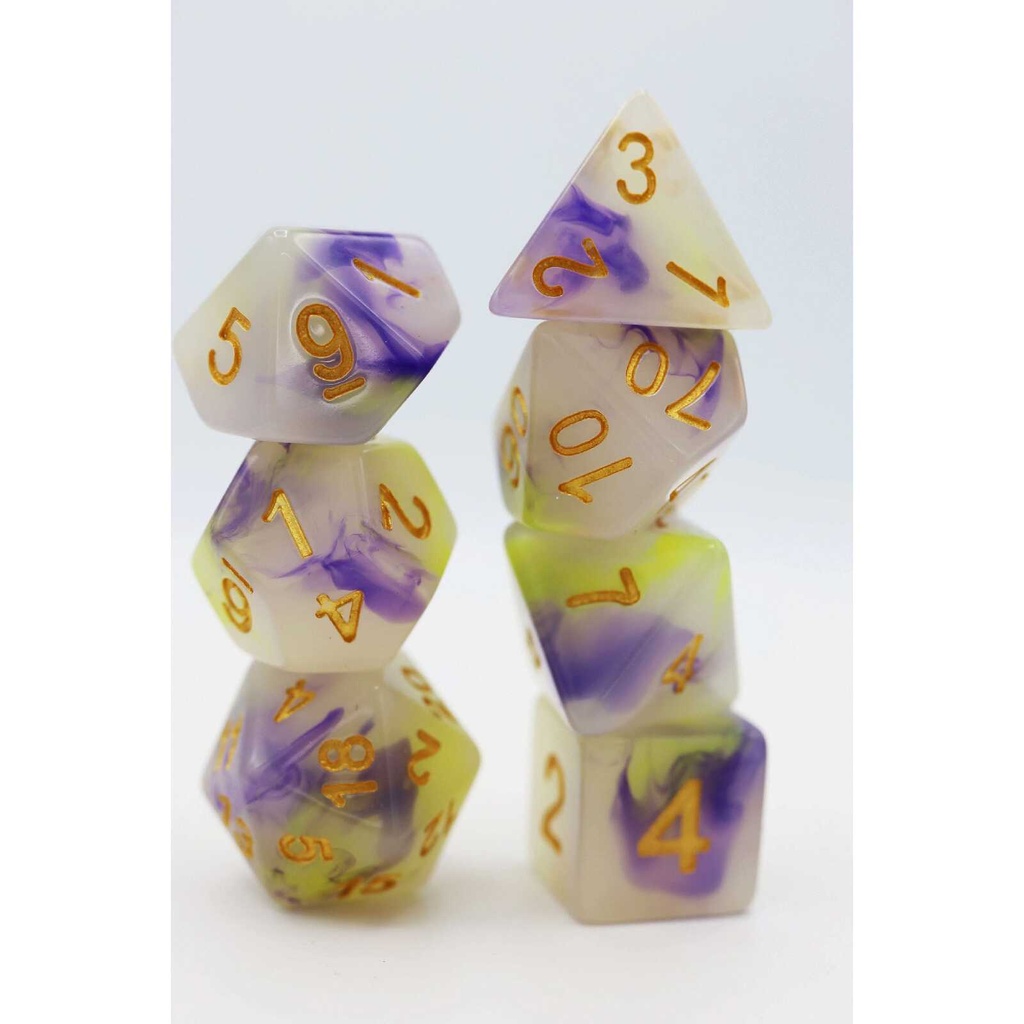 Foam Brain - Yellow & Purple Jade RPG Dice Set