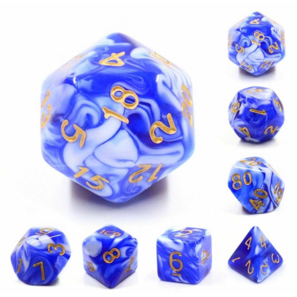 Foam Brain - Blue Porcelain RPG Dice Set