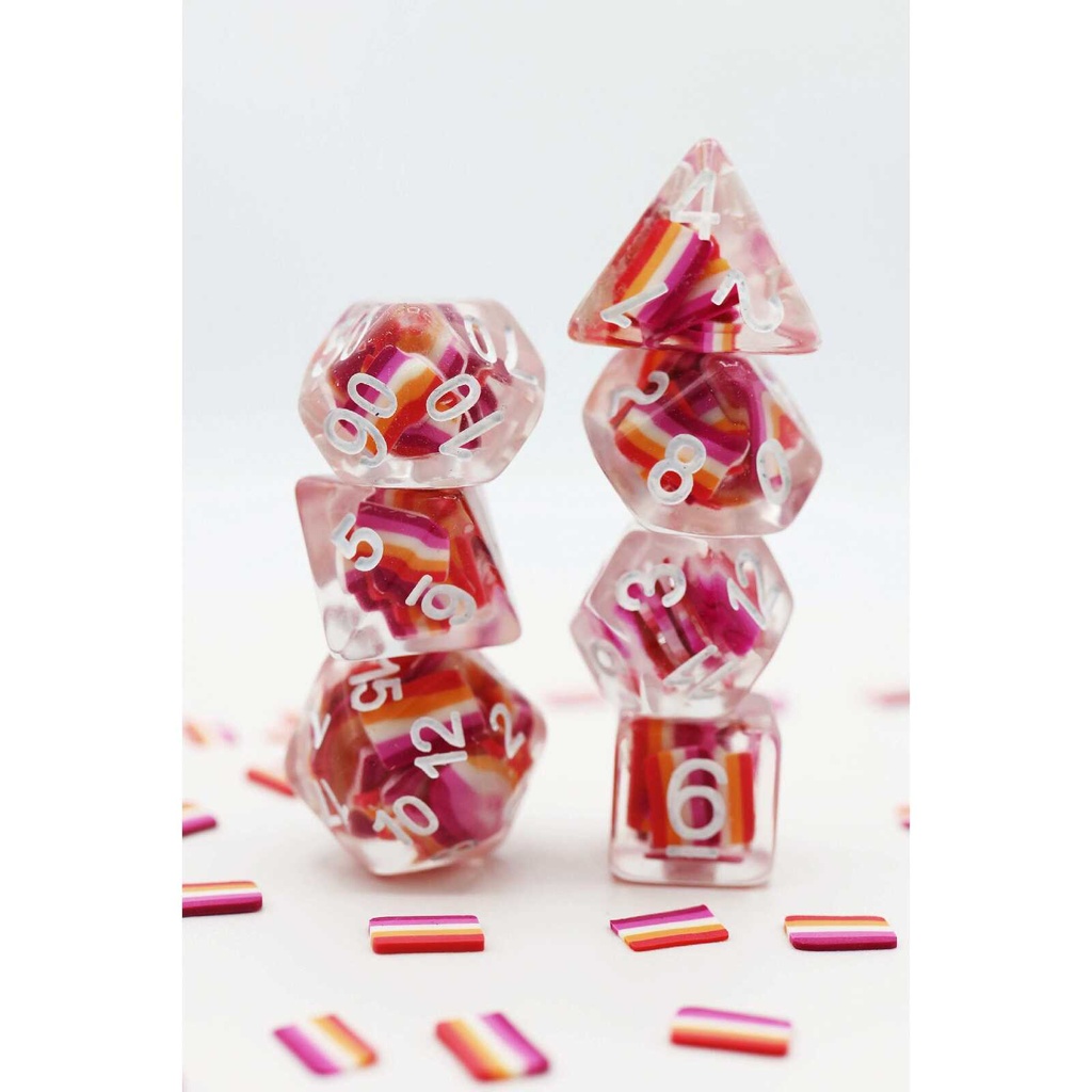 Foam Brain - Community Lesbian Flag RPG Dice Set