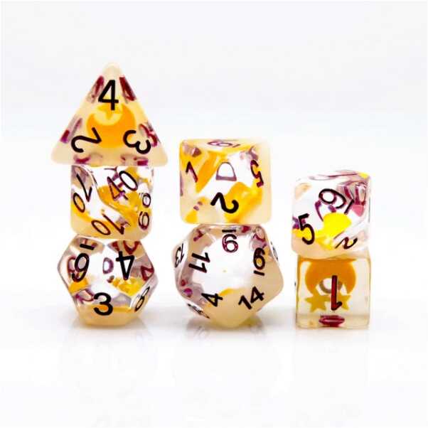 Foam Brain - Glow in the Dark Moon and Star RPG Dice Set