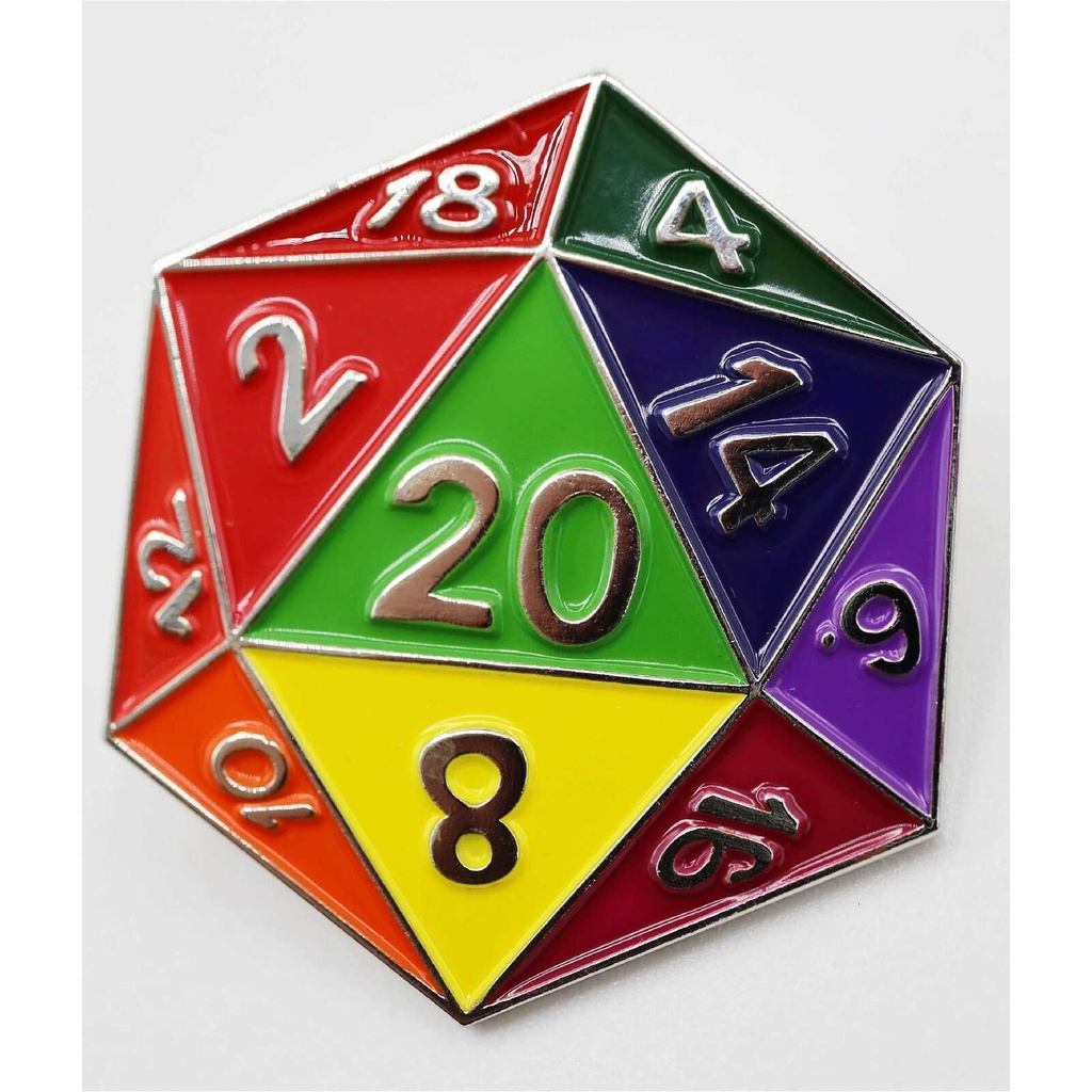 Foam Brain - Rainbow D20 Enamel Pin