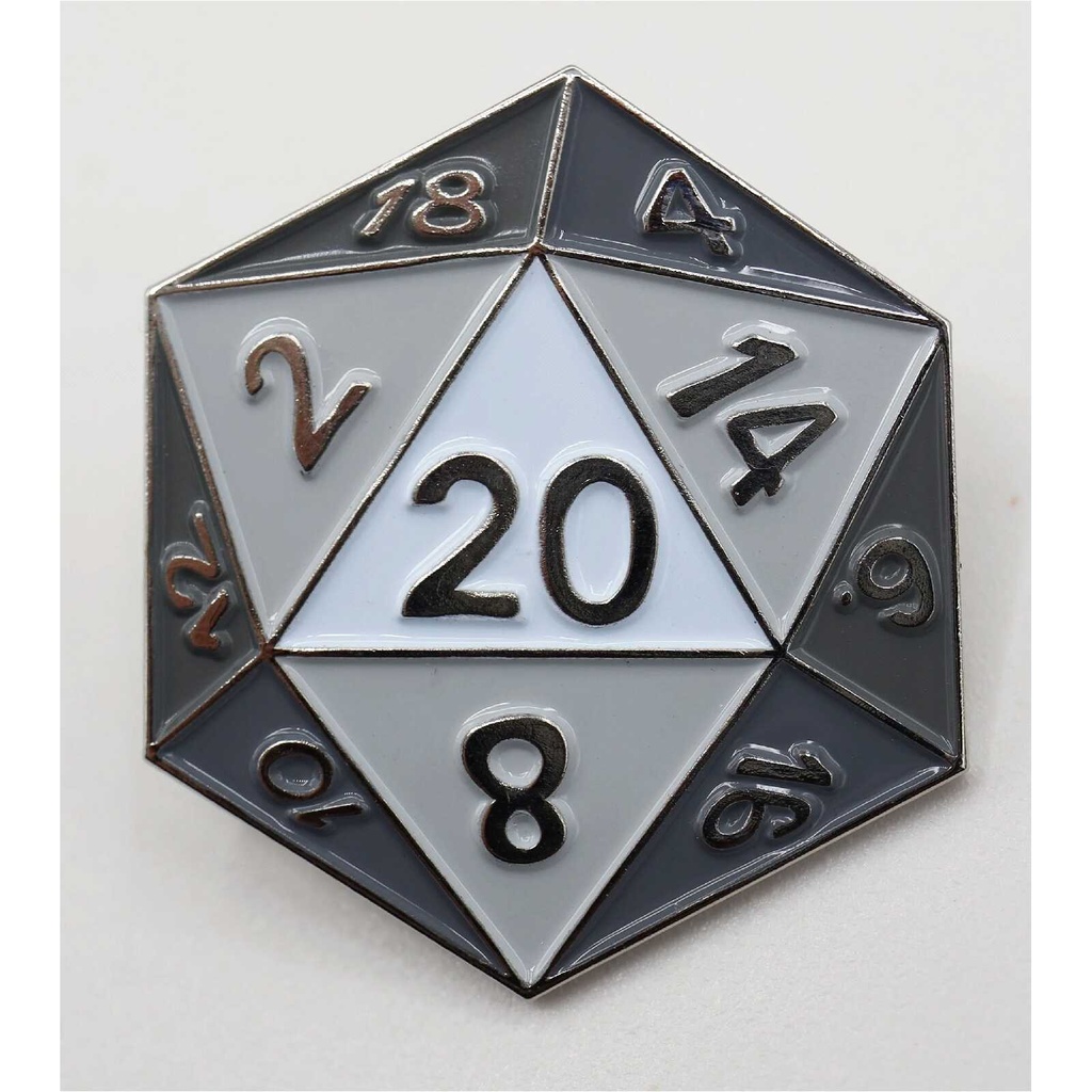 Foam Brain - White D20 Enamel Pin