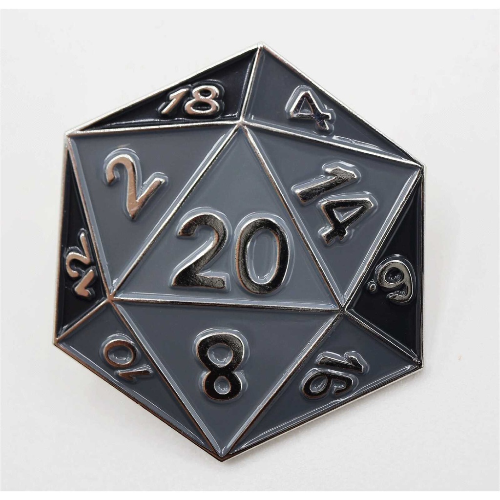 Foam Brain - Black D20 Enamel Pin