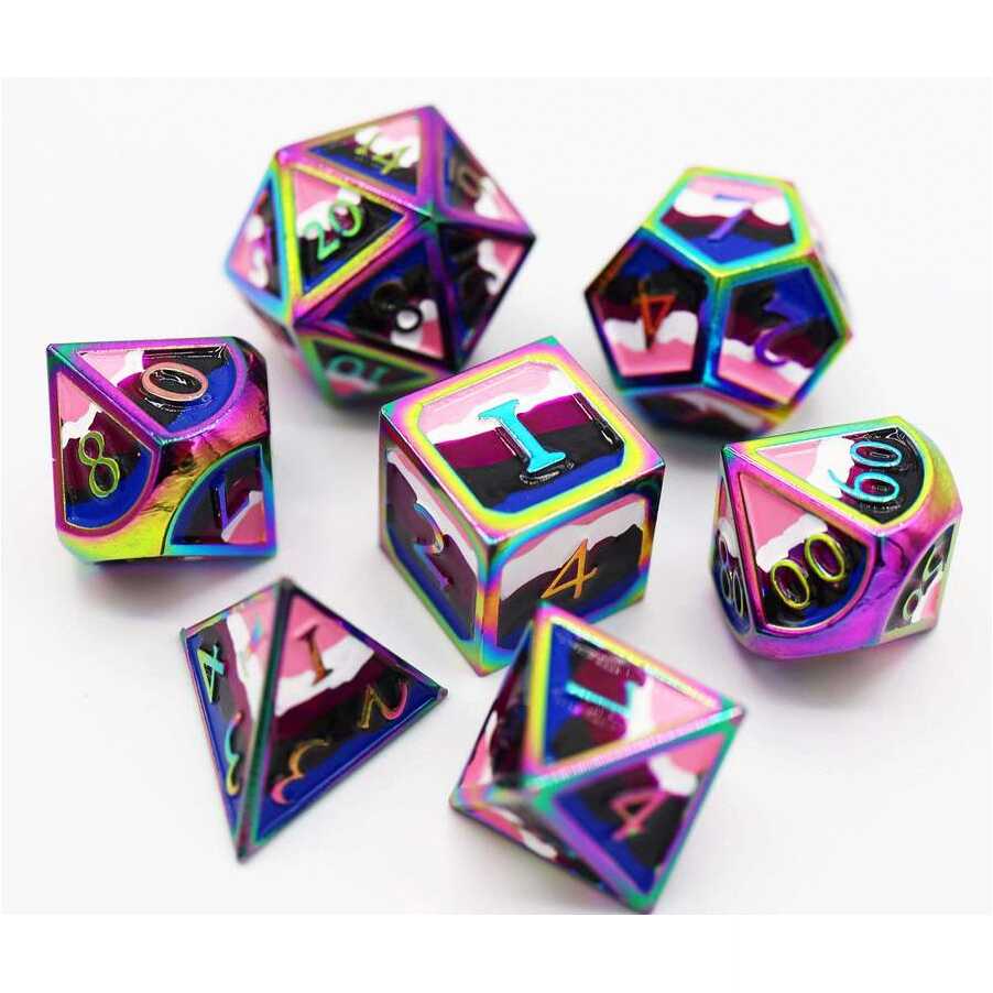 Foam Brain - Gender Fluid Pride Flag - RPG Metal Dice Set