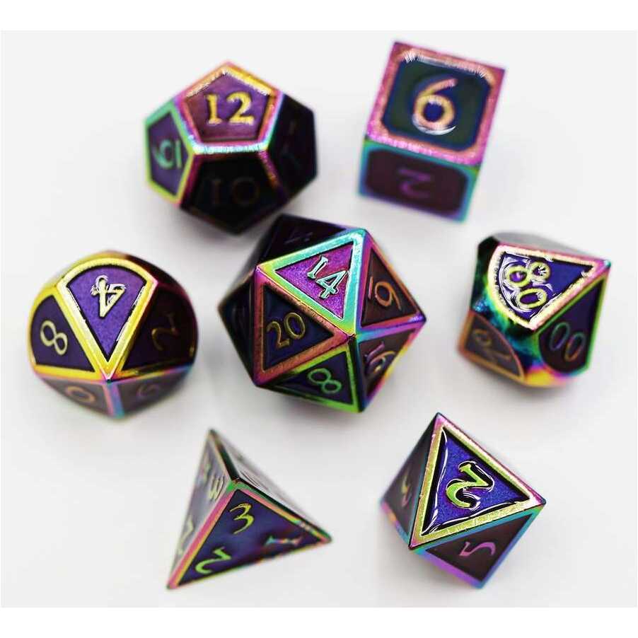 Foam Brain - Burnt Opal with Amethyst RPG Metal Dice Set