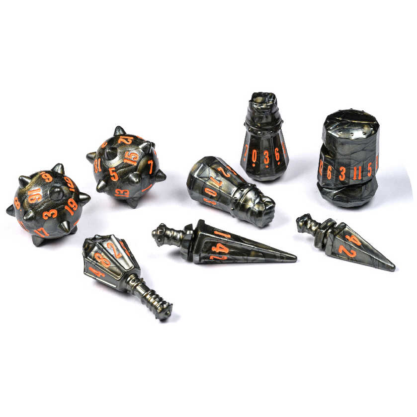 PolyHero Warrior 8 Dice Set Steel Grey