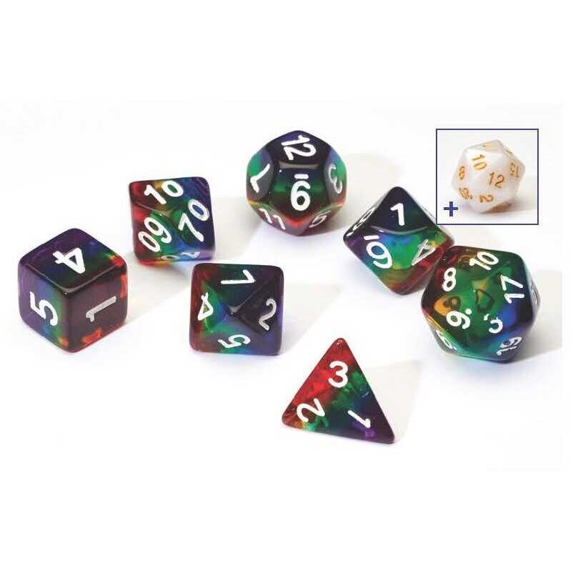 Sirius Dice - Dice Set - Rainbow Transparent Layered Resin