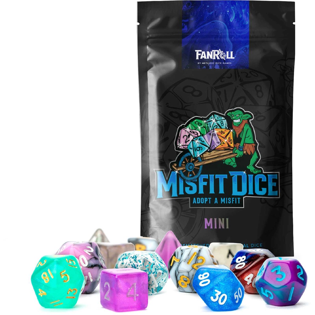 Mystery Misfit Mini Polyhedral Dice (2-pack 7 dice per Pack)