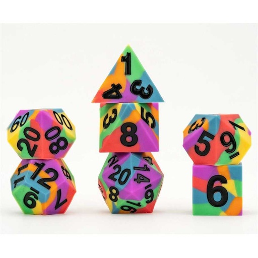 [MTD_7508] 16mm Sharp Edge Silicone Rubber Poly Dice Set: Pride: Rainbow