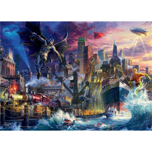 [CEA_31546] Justice League Showdown at Gotham Pier, 1000 Piece, Thomas Kincade