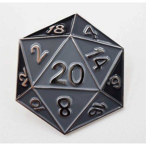 [FOM_3072] Foam Brain - Black D20 Enamel Pin